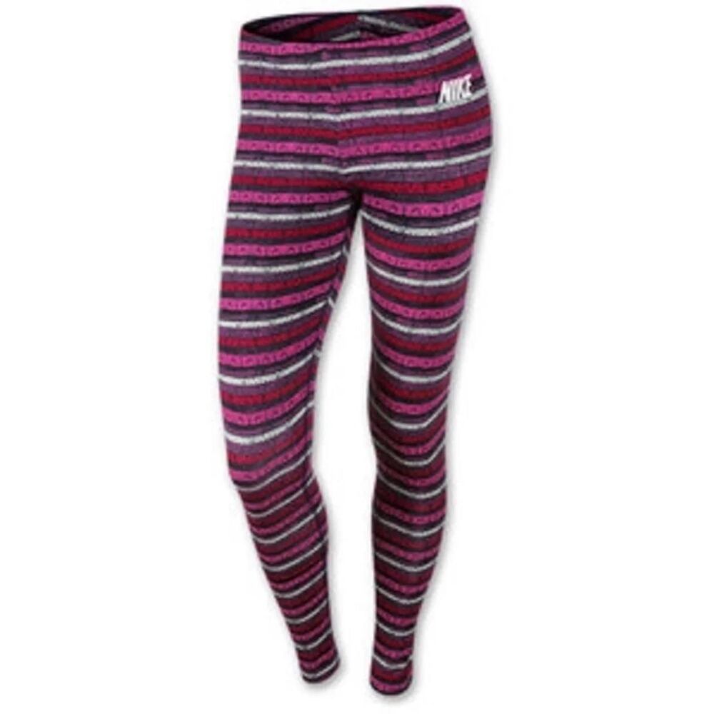 Nike Womens Medium Black & Pink Color Block Sporty Running Leggings Athleisure
